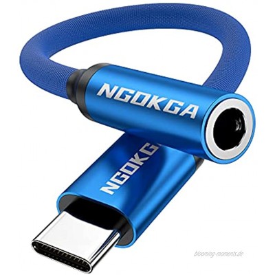 USB-C auf 3,5 mm Klinke AUX-Adapter Kopfhörer-Audio-Adapterkabel ist geeignet für Samsung S20 10 21  Note10  20 A8S A80 Huawei P40 P30 P20 Pro Mate 30 20  40 Pro nova 5Blue