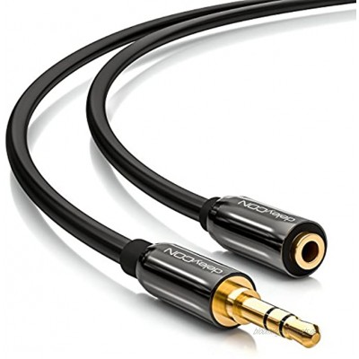 deleyCON 10m Stereo Audio Klinken Verlängerungskabel 3,5mm Klinken Buchse zu 3,5mm Klinken Stecker AUX Kabel Metallstecker Schwarz