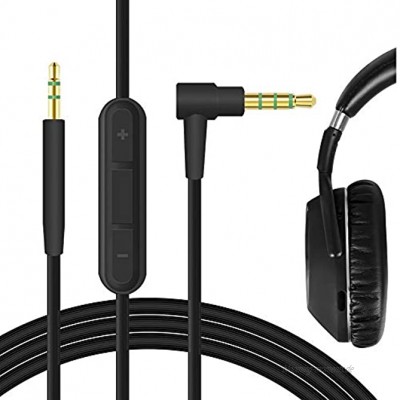 Geekria QuickFit Audiokabel mit Mikrofon für Sennheíser PXC 550 PXC 550 II Kopfhörerkabel 2,5 mm bis 3,5 mm Ersatz-Stereo-Kabel mit Inline-Mikrofon und Lautstärkeregler schwarz 5,6 ft