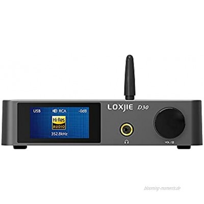LOXJIE D30 Audio DAC & Kopfhörerverstärker ES9068AS Chip XMOS PCM 32bit 768kHz MQA DSD512 Bluetooth 5.0 APT-X JAS Hi-Res Zertifizierung mit Fernbedienung