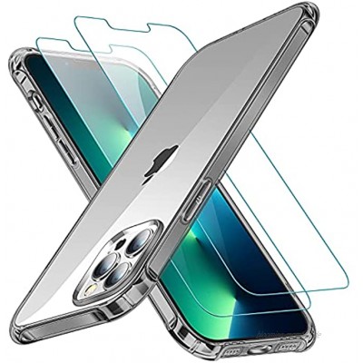 CANSHN Kompatibel mit iPhone 13 Pro Max Hülle [2 x Panzerglas] Weiche Silikon Schutzhülle und TPU Stoßfest Bumper Handyhülle iPhone 13 Pro Max Case 6,7 Zoll Schwarz