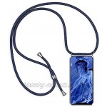 Oihxse Handykette Silikon Transparent Hülle Kompatibel mit Realme C11 2021 Necklace Handyhülle mit Halsband Einstellbar Schutzhülle Kordel Umhängen Schnur Band TPU Case Cover Blau