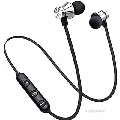 Dapei Kabelloser Bluetooth-Kopfhörer Stereo-Sport-Ohrhörer Magnetisch kabellos kabellose Ohrhörer Schweißfester Bluetooth-Kopfhörer für Laufen und Sport Silver