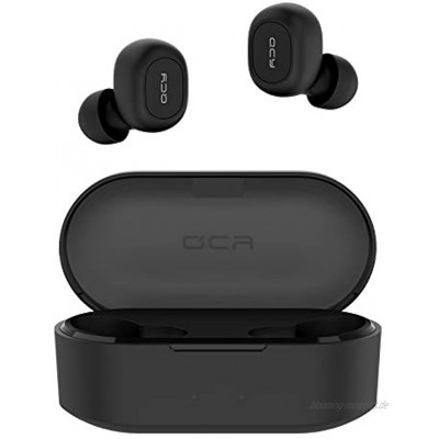 QCY T1S Power Bluetooth Kopfhörer In-Ear kabellos 5.0 mit 800 mAh Charging Case 36 Stunden Akkulaufzeit Sport wasserdichte Ohrhörer mit HiFi Mikrofon für iPhone Samsung Huawei Schwarz