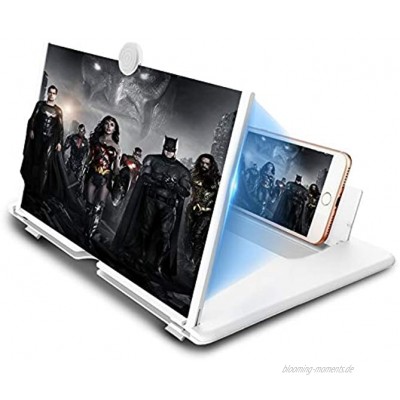 Newseego 16" Handy-Bildschirmlupe 3D Bildschirm Vergrößerungsglas HD Handy-Lupe Projektorbildschirm für Filme, Videos & Spiele Ausziehbarer Bildschirm gegen HD Blaulicht für alle Smartphones -Weiß