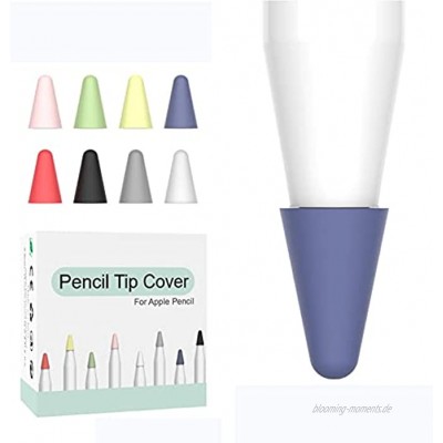 Silikon Schreibfeder Kappen,8 Stück Spitzen Abdeckung Kompatibel mit Apple Pencil 1 2,Rutschfeste Schreibfedern Stift Stylus iPencil Spitze Kappe- Color