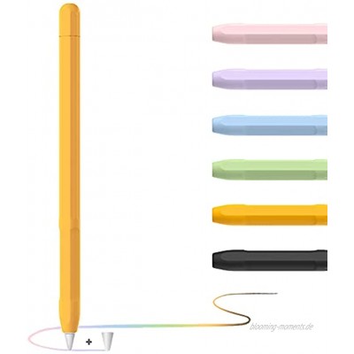YINVA Apple Pencil Hülle Apple Pencil Case Silikon Schön Weicher Stift Grip Griff mit Ladekappe Kappe und Pen Nib Spitze Schutzhülle 2. Generation Gelb