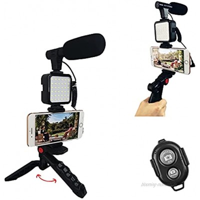 Mini-Vlogging Equipment Video Mic Kit Smartphone Vlogging Kit mit Shotgun Mikrofon LED Licht Stativ für YouTube