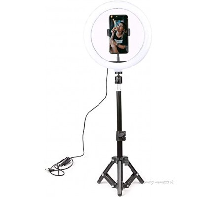 25,4 cm Selfie-Ringlicht mit Stativ-Ständer und Handy-Halterung und USB-Stecker dimmbares LED-Ringlicht für Fotografie Make-up Live-Streaming Video für Make-up Videos Live-Streaming