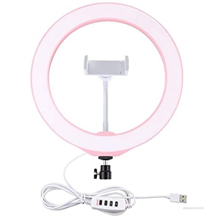 BBZZ Selfie-Ringlicht in Rosa 25,4 cm 3200 K-6500 K dimmbar LED-Video-Ringlicht mit Handy-Clip für Selfie Live Streaming für jedes Handy Smartphone