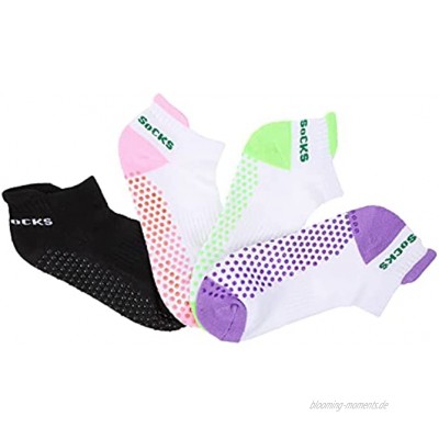 ifundom 4 Paar rutschfeste Yoga-Socken für Damen und Herren rutschfeste Socken für Pilates Bikram-Fitness-Socken mit Griffen