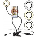 UBeesize Selfie-Ringlicht mit Clip Flexible Arme mit Handy-Halterung Ständer für Live-Streams Make-up