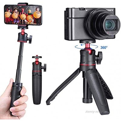 Mini-Smartphone Selfie-Stick-Stativ für iPhone Kamera mit ausziehbarem Griff Griff Vlog-Stange für Sony RX100 VII M1-M6 A6400 A6500 Canon G7X Mark III ausziehbares Handstativ Schwarz