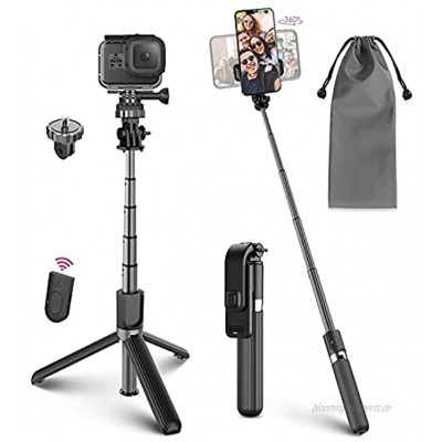 Selfie Stick Stativ Selfiestick mit Bluetooth Fernbedienung Aluminium Selfie-Stange Selfie Stab erweiterbar für iPhone 12 11 Max XS X Samsung S9 Action Kamera Hauwei P30 Android4-6.5 Zoll