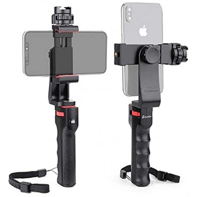 Zeadio Smartphone Bluetooth Stabilisator Vlogging Handgriff Videohalter Rig Handle Travel Selfie Stick mit Klemmhalterung und kabellosem Fernauslöser für alle iPhone und Android Handys