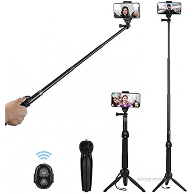 Alfort Selfie-Stick tragbar Bluetooth mit kabelloser Fernbedienung für iPhone 11 Pro X 8 7 7 Plus Galaxy S10 S9 Honor P20 Mate 10 etc. bis 5,5 Zoll