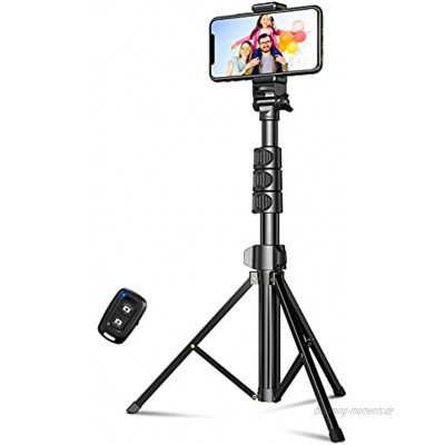Cocoda Handy Stativ 142 cm Erweiterbar Selfie Stick Stativ mit Bluetooth-Fernbedienung Stativbeine Kompatibel mit iPhone 12 Pro Max 12 Mini 11 Pro Max Samsung S20 Ultra Gopro Action Kamera