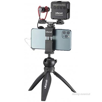 ULANZI Vlog Kit Extra: MT-03 Stativ + ST-02S Telefonhalterung + VM-Q1 Mikrofon + VL49 LED-Lampe + PT-2S Dual Cold Shoe Mount