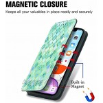 Lederhülle Kompatible für Huawei P30 Pro Hülle Case 3D Muster Flip Cover PU Leder Tasche Flipcase Handyhülle Schutzhülle Handytasche Ständer Klapphülle Bumper Magnet Deckel Grün