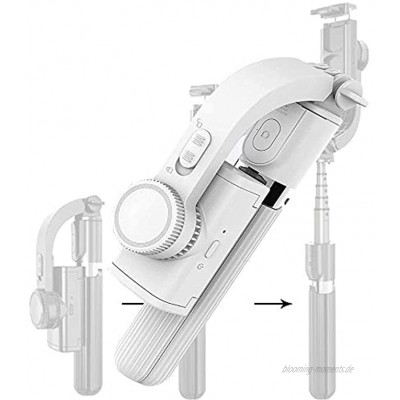 NUOBUGYB 3D Smart Bluetooth Handheld Smooth Gimbal Stabilizer 3-Achsen Gimbal Stabilizer für Smartphones mit kabelloser Fernbedienung für alle Handys Faltbar Weiß