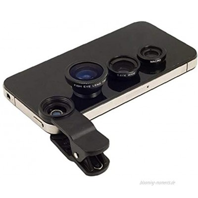 Handy-Kameraobjektiv universal magnetischer Clip Fischaugenobjektiv Weitwinkel-Kameraobjektiv für iPhone Samsung Galaxy iPad Tablets schwarz
