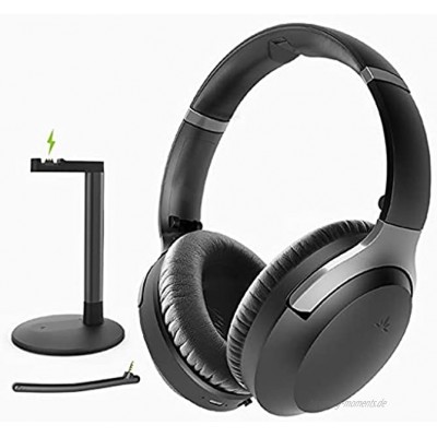 Avantree Aria Podio aptX-HD Bluetooth 5.0 Noise Cancelling Kopfhörer mit Ladestation Kabellos Over Ear Headset mit Boom-Mikrofon für Besprechungen Online-Unterricht Arbeiten am PC Handy Laptop