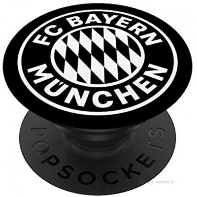 FC Bayern München Logo schwarz PopSockets PopGrip: Ausziehbarer Sockel und Griff für Handys Tablets mit Tauschbarem Top