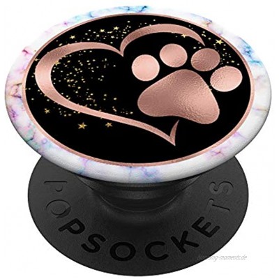 Rosa Herz Katze Hund Pfotenabdruck PopSockets mit austauschbarem PopGrip