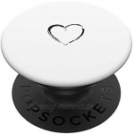 Schwarzes Herz Weiß PopSockets PopGrip: Ausziehbarer Sockel und Griff für Handys Tablets mit Tauschbarem Top