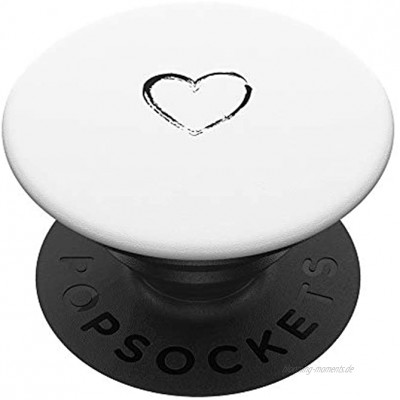 Schwarzes Herz Weiß PopSockets PopGrip: Ausziehbarer Sockel und Griff für Handys Tablets mit Tauschbarem Top