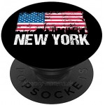 Vintage US-Flagge Amerikanische Stadt Skyline New York USA PopSockets mit austauschbarem PopGrip