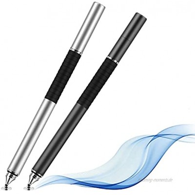 Yizhet 2 PCS 2in1 Eingabestift Stylus Stift Touch Pen für iPhone iPad Samsung Galaxy und alle Smartphone Handy Tablet mit kapazitiven Touchscreen 2 PCS Metall 2in1