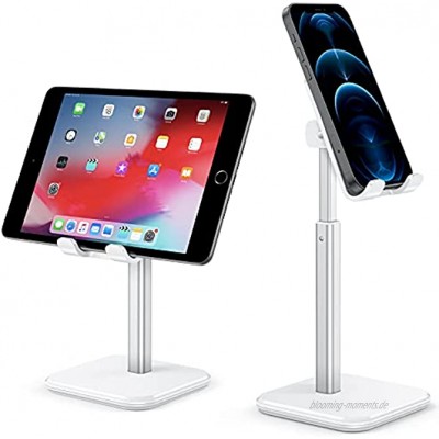 Einstellbarer Handy Stand apiker Height Angle Handy Halterung mit Sturdy Anti-Slip Bottom Base für Desktop Nightstand Kompatibel mit iPhone 13 12 11 Mini Pro Max 3.5-7.0 Zoll iPad Tablets Weiß