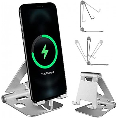 Handy Ständer Verstellbar Faltbar Phone Stand Multi-Winkel Handyhalterung für Smartphone Universal Silber