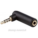 adaptare 10122 Winkel-Adapter 3,5mm Klinkenstecker 4-polig auf Klinkenkupplung 4-polig vergoldet schwarz