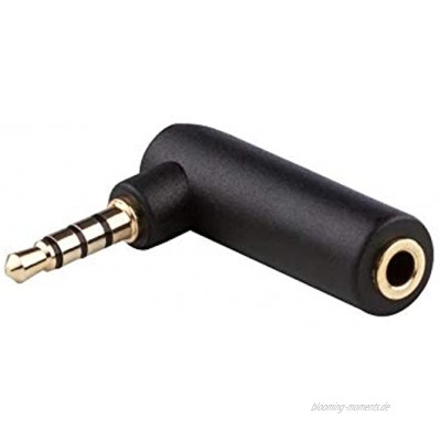 adaptare 10122 Winkel-Adapter 3,5mm Klinkenstecker 4-polig auf Klinkenkupplung 4-polig vergoldet schwarz