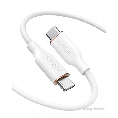 Anker PowerLine III Flow USB-C auf USB-C Ladekabel 100W 180cm Typ-C Kabel Kompatibel mit MacBook Pro 2020 iPad Pro iPad Air Galaxy S20 Pixel Switch LG in Schneeweiß