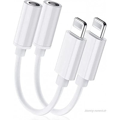【Apple MFi Zertifiziert】 2 Pack Lightning Kopfhörer Adapter für iPhone auf 3,5mm Klinke Kabel Aux Audio Dongle Kopfhöreranschluss Adapter Kompatibel mit iPhone 13 13 Pro 12 12 Pro 11 XS XSMax XR X 8 7