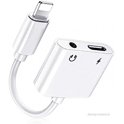 【Apple MFi Zertifiziert】 Kopfhörer Adapter für iPhone Dual-Ports Splitter [Laden+Aux Audio] Lightning auf 3.5mm Klinke Kabel Dongle Kompatibel mit iPhone 13 13 Pro 12 12 Pro 11 XS XS Max XR X 8 7