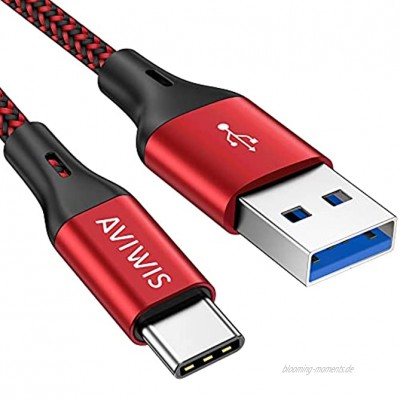AVIWIS USB C Kabel [6.6ft 2m] USB Typ C Ladekabel USB 3.0 Schnelles Aufladen und Synchronisation Kompatibel für Samsung Galaxy S20 S10 S9 S8+ Huawei P30 P20 LG V20 G6 HTC 10 U11 OnePlus