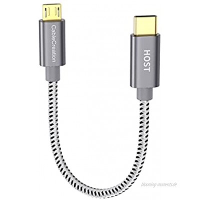 CableCreation USB C auf Micro USB 2.0 Kabel 20cm OTG Typ-C zu Micro-B Kabel Hi-Speed 480Mbit s USB-C Datenkabel Kompatibel mit MacBook Pro Galaxy S20 S20+,S8 S9 S10 Pixel 3 XL 2 XL usw. Grau