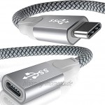 USB C Verlängerungskabel 2M Typ C 3.1 Gen2 10Gbps Buchse auf Stecker Adapter,Thunderbolt 3 Compatible Extension Cable für Macbook Mac M1,iPad Pro 2021 12.9 Air 4 Generation,iPhone 12 Mini Max