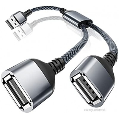 USB Splitter Y Kabel 0.3M USB A 1 Stecker zu 2 Buchse Port Verlängerungs Adapter Verteiler,Dual Doppel USB Port 2-Fach Dock Hub für Mac,Auto,Xbox One Series X S,PS4,PS5,Laptop