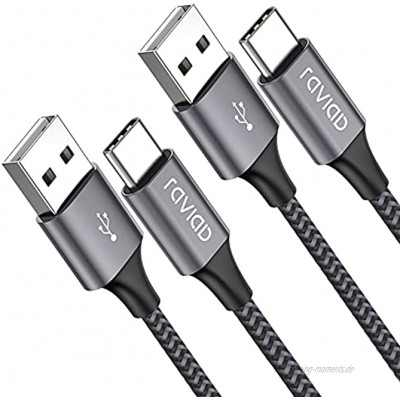 USB Typ C Kabel [2Stück 2M] Nylon Type C Ladekabel Fast Charge Sync USB C Schnellladekabel für Samsung Galaxy S10  S9  S8 Plus Note 9 8 Huawei P20 Mate20 Google Pixel Sony Xperia XZ