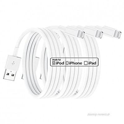 3 Pack Apple MFi Zertifiziertes iPhone Ladekabel 3m Lightning auf USB Kabel 3m Weiß Schnellladekabel für Apple iPhone12 12mini iPhone 11 11 Pro 11 Pro Max X XS XR XS Max  8 8 Plus iPad Airpods