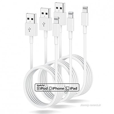 3Pack 3M iPhone Ladekabel [Apple MFi Certified] Lang Apple Ladekabel 10ft Original Lightning to USB Kabel 3m Lightning Kabel für Apple iPhone 11 XS XSMax XR X 8 8 Plus 7 7Plus  6s 6 6Plus 5S 5,iPad