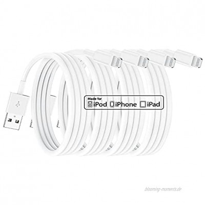 4 Pack Apple MFi Zertifiziertes iPhone Ladekabel 3m Lightning auf USB Kabel 3m Weiß Schnellladekabel für Apple iPhone12 12mini iPhone 11 11 Pro 11 Pro Max X XS XR XS Max  8 8 Plus iPad Airpods