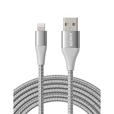 Anker Powerline+ II Lightning Kabel 3m iPhone Kabel Nylon MFi Zertifiziert kompatibel mit dem iPhone XS XS Max XR X 8 8 Plus 7 7 Plus iPad und mehr Silber