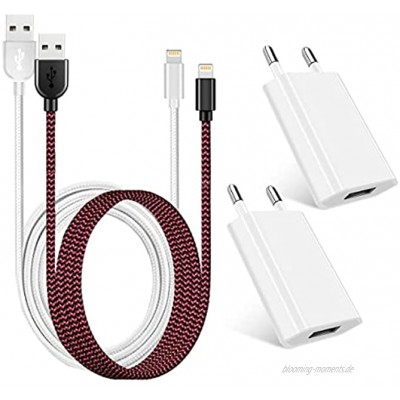 Charlore USB Ladegerät und iPhone Ladekabel [Mfi Zertifiziert] Lightning Kabel 2 Pack 1M mit Netzteil für iPhone 12 pro 12 11 Pro XS Max XR X 8 8 Plus 7 7 Plus 6s 6 6 Plus 5S 5