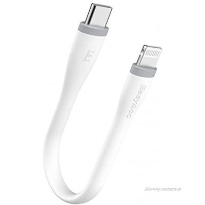 EasyAcc USB C zu Lightning Kabel Kurz,Type C Lightning Ladekabel für Powerbank,0.5ft,super für iPhone 13 13 Pro 13 Pro max 12 11 XR XS Max 8 8 Plus für Typ-C LadegeräteWeiß